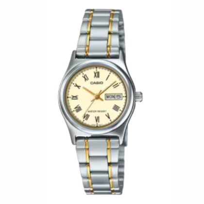 Casio LTP-V006SG-9B Quartz Analog Two-Tone Stainless Steel Strap Women Watch 